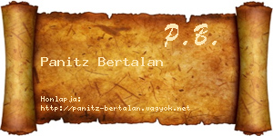 Panitz Bertalan névjegykártya